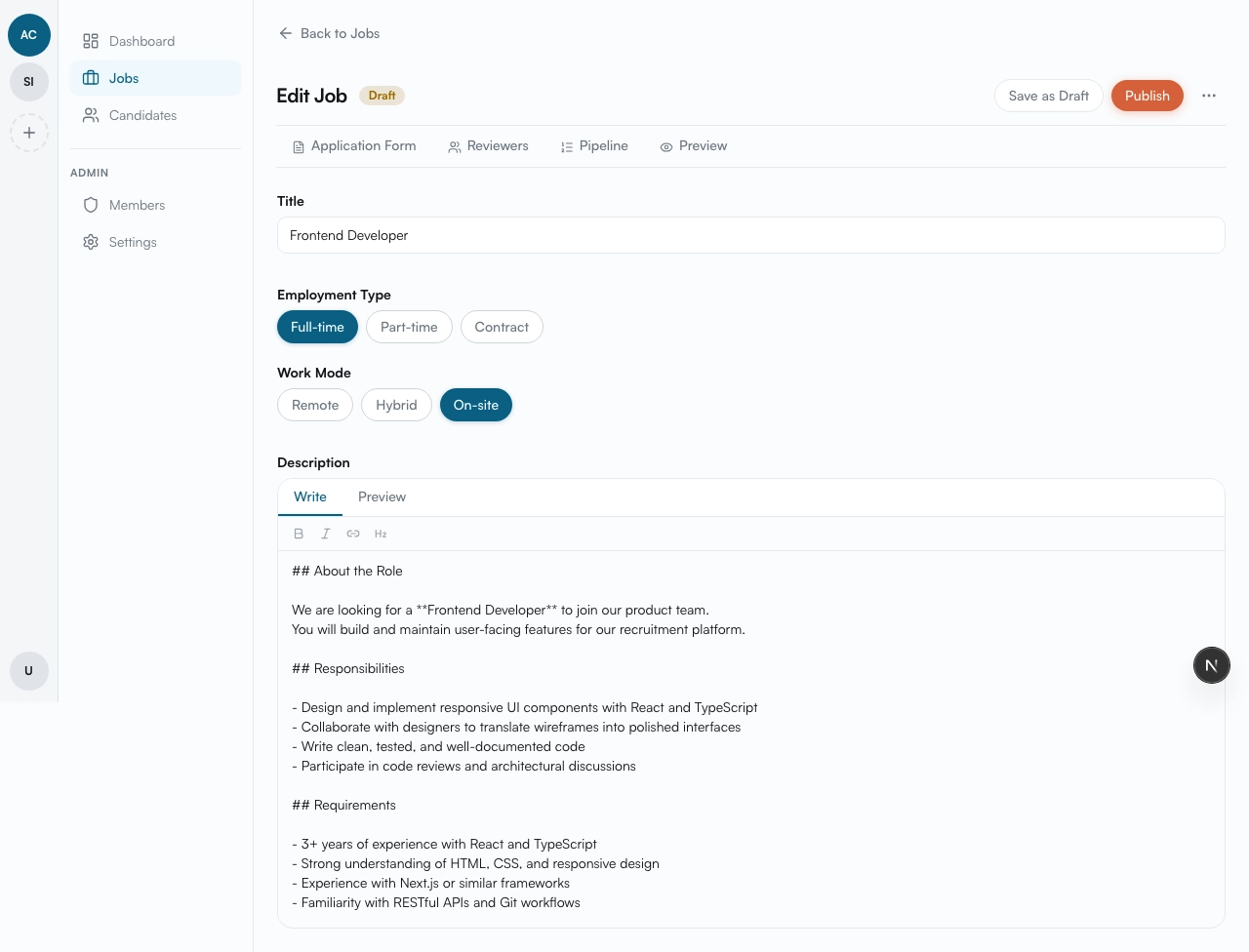 Edit page showing all action buttons